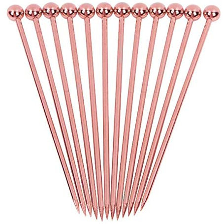 cocktailspieße edelstahl, cocktail sticks Martini-Spieße, Vorspeisen-Stäbchen, Partyzubehör,cocktailspieße 12 Stück Toothpicks Metal Cocktail Fingerfood Sticks 107MM rose gold