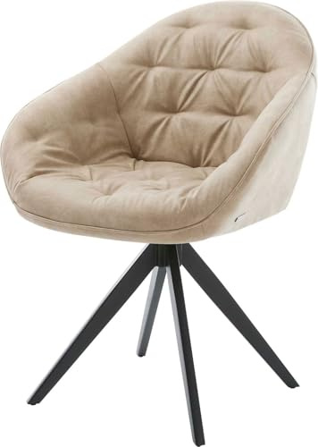 DELIFE Polsterstuhl Gaio-Flex Kreuzgestell kantig Schwarz Mikrofaser Beige Vintage