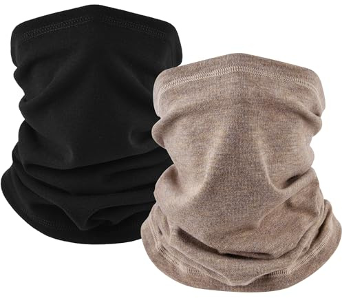 EXski Winter Neck Gaiter Warmer, Soft Fleece Face Mask Scarf for Cold Weather Skiing Cycling Outdoor Sports 2 Packed
