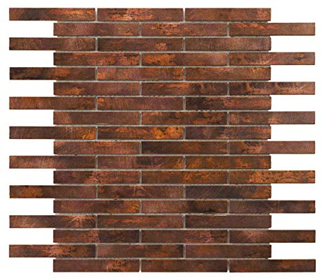 Modket TDH302AC Antique Copper Color Metal Metallic Brick Joint Modern Mosaic Tile Backsplash Kitchen Bath Bathroom Shower Interior Wall
