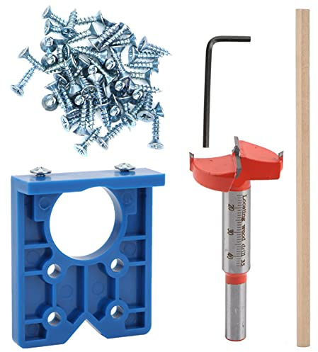 Oumefar Gabarit de Perçage Charnière, 35 mm Trou de Positionneur de Bits Réglable Localisateur Perçage de Porte pour Charnières de Placard