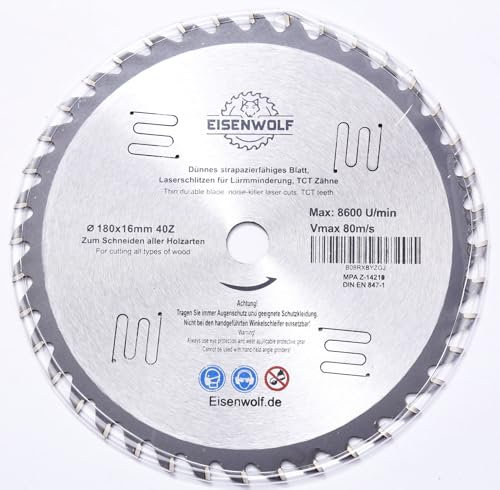 180 x 16 mm 40 Zähne Sägeblatt Top Qualität Kreissägeblatt für Holz