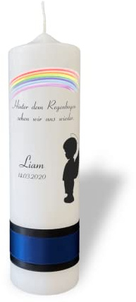 Trauerkerze Sternenkind Junge Silhouette mit Regenbogen