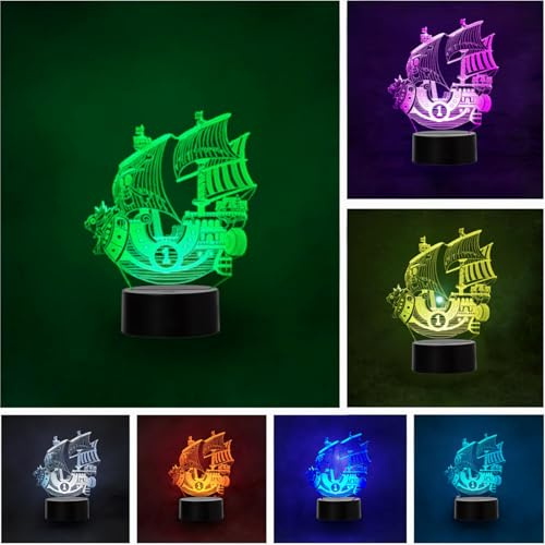 Wolobox LED-Lampe Anime Manga One Piece Thousand Sunny Farbwechsel USB Nachtlicht und Dekoration