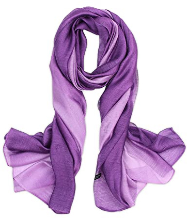 LumiSyne Sidenhalsduk dam gradient bomull linne sidenduk mode elegant lätt mjuk halsduk solkräm stola året runt, violett, En Storlek