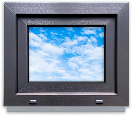 LORAC | Kunststofffenster Anthrazit-weiß 600x500mm, 60x50cm, PCV, DIN Rechts, kippbar & ausstellbar, 2-fach Verglasung, energiesparend – Fenster mit CE-Zertifikat für Keller und Wohnung
