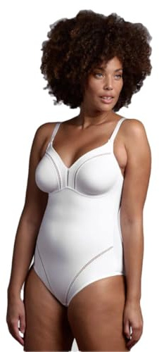 Lepel Body Contenitivo Liscio Senza Ferretto in Microfibra Elastico con Coppa C Preformata con Elegante Motivo Decorativo Dafne (4, BIANCO)