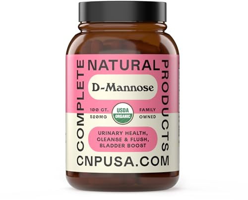 D Mannose 520mg Capsules - Organic D Mannose Supplement for UTI Support, Urinary Tract Bladder Health Pills, Plant Based Formula, Vegan Non GMO, No Fillers, 100 Capsule Count Made USA Certified Kosher