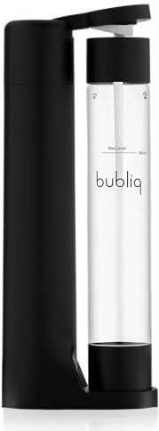 bubliq drink carbonator, Máquina para hacer agua con gas, con cilindro de co2 y botella de 1 l, diseño minimalista, color negro mate