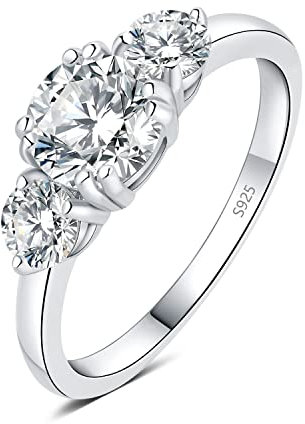 JewelryPalace Klassisch Rund 1.4ct Zirkonia Solitär Promise Ring Damen, Schmuck Set, Verlobungsring Damenring Silber 925 mit Stein für Frauen, Simulierte Diamant Jubiläum Eheringe Silberring 54
