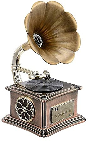ROLTIN Carillon Grammofono Funzione Bluetooth retrò, Tromba Giradischi Vintage con unità Flash USB incorporata per En (fonografo)