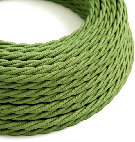 5 Meter Vintage 3 Core Twisted Electric Cable Fabric Covered Wire | Italian Braided 0.75 mm Electrical Cable Flexible Wire Vintage for Lighting Other Appliances (Army Green)