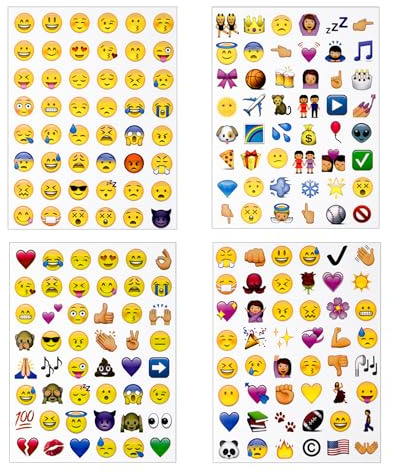 DAYKET Emotion Sticker,12 Blätter Happy Face Sticker,Emoticon Aufkleber für Notebook Dekoration