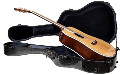 Crossrock ultralätt glasfiber Dreadnought gitarrfodral – passar Martin D28, kompatibel med Taylor 814CE, med skyddskåpa, TSA-lås, nettovikt 3,2 kg – svart (CRF5030DBK)