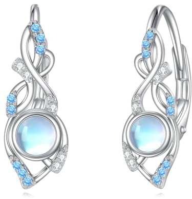 Mondstein/Perle Ohrringe für Damen 925 Sterling Silber Leverback Ohrstecker Tropfen Ohrringer Schmuck Geschenk für Mädchen