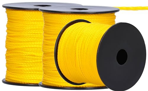 ToolSpace Maurerschnur Bauschnur - 100m x 1.6 mm - Gelb - Polypropylen-Seide - Richtschnur - Lotschnur - Stärke Pflasterschnur - langlebig & reißfest - Maurerschnur für Wasserwaage