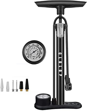 CLOLOP Fahrradpumpe Fahrrad Standpumpe mit Manometer,Fahrradpumpen mit Presta und Schrader Reifenpumpe multifunktionale Luftpumpe für Rennrad MTB Sportballpumpe