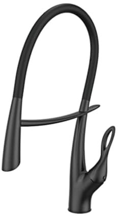 Luxus-Küchenarmatur aus Messing in Weiß mit intelligentem Touch-Design, Einhebel-Kaltwasserhahn und ausziehbarer schwarzer Spültischarmatur mit zwei Bedienelementen (Color : Matte Black)
