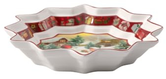Villeroy & Boch Toy's Fantasy Small Porcelain Christmas Bowl, Deep Ceramic Serving Plate, White/Red