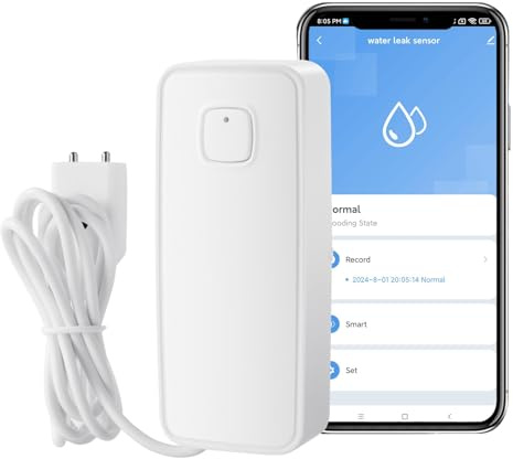 Flintronic 4pcs Wi-Fi Water Leak Detector, Smart Water Leak Sensor, 80dB Water Alarm with 1m Sensing Cable, Remote App Monitoring, AAA Battery Powered, for Kitchen, Basement, Bathroom (Support 2.4G)