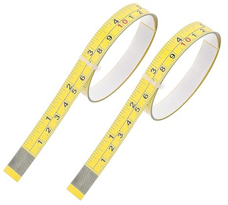 Xindojuz 2 PCS Steel Self-Adhesive Measuring Tapes, 39 Inch/100cm Imperial and Metric Scale Ruler Left to Right Sticky Measure Tape with Adhesive Backing for Woodworking Saw Drafting Table (Yellow)