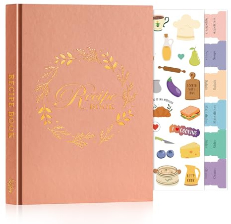 Lanpn A5 Libro di Ricette, Quaderno per Ricette da Scrivere Il Mio Ricettario in Pelle, Recipe Cook Journal Book to Write in Your own Recipes, Libri di Cucina Cooker Girl Libro, Rosa, Inglese