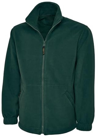 COOZO Men's Classic and Stylish Full Zip Fleece Jacket - Bottle Green - XS