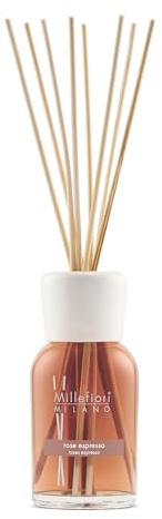 Millefiori Milano – Diffusore a Bastoncini 250 ml, Rose Espresso – Profumatore Ambiente Raffinato con Note Fiorite e Aromatiche
