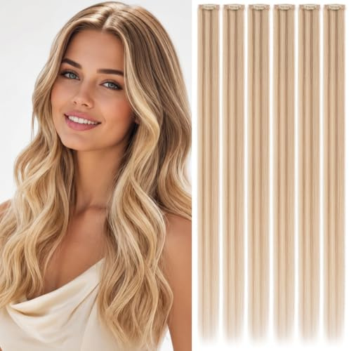 Rich Choices Extensions Echthaar Clip Blond 6Pcs 30cm Clip in Extensions 33g Invisible Haarverlängerung Echthaar Natürlich Glatt Remy Human Hair #12/613 Balayage Blond