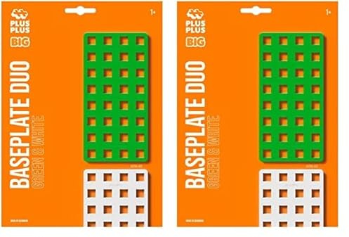 Plus-Plus 9603287 Konstruktionsspielzeug, Big Steckplatte, grün/weiß, 2 Teile (Packung mit 2)