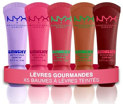 NYX PROFESSIONAL MAKEUP - Cofanetto X5 - BALME Labbra Tinted Mates - SMUSHY -Tintes: SUGAR SMUSH/SWIPE SESH/SNUGGLE SZN/SOFT SMILE/SMUDGE FUDGE