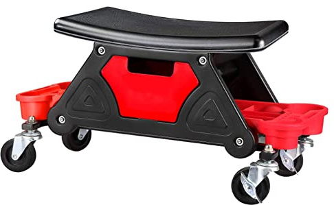 Mechaniker-Trolley-Sitz mit Drehgelenk und Stauraum unter dem Sitz, gepolsterter Hocker für Autowartung, DIY-Projekte und Werkstatteinsatz