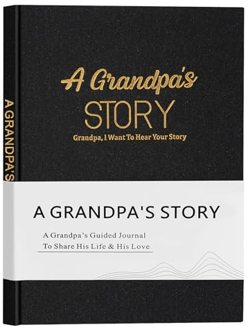 Miaikoe Grandpa's Life Story Journal Familien-Andenken Leinenbuch für Opa, um seine Erinnerungen zu teilen, mit über 250 Fragen, Geschenk für Geburtstag, Vatertag, Weihnachten (schwarz)