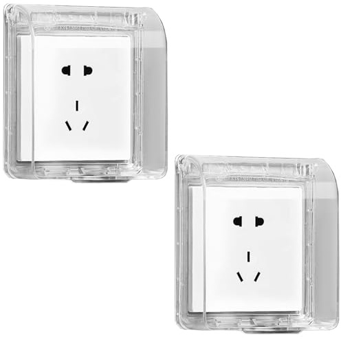 GUOYOU 2 PCS Cache Prise Exterieure Etanche Cache Prise Murale 11,9x10,5x7,3cm, Blanc Transparent 86 Type Protection D'interrupteur pour le Mur Pour Interrupteurs de Salle de Bain Prises Extérieure