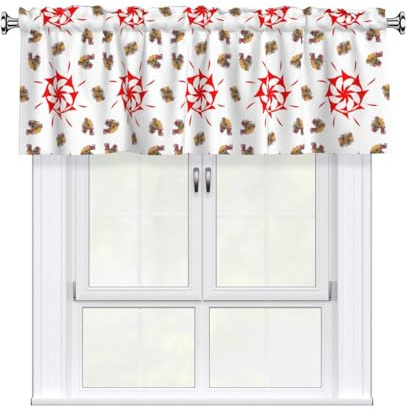 WHJSHOP Tenda con motivo a rotazione a otto vie con asta corta, 137,2 x 45,7 cm, per abbellire finestre di cucina, bagni, lavanderie e studi