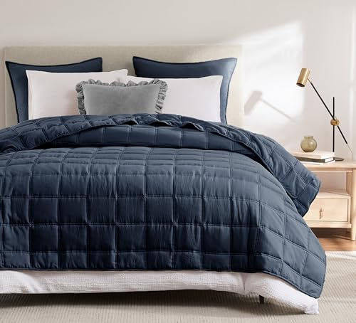 R.SHARE Tagesdecke 220x240 Blau, Weich Bettüberwurf Steppdecke aus Mikrofaser für Bett Sofa Couch (ohne Kissenbezug), Kariert Kuscheldecke Wohndecke Sofaüberwurfdecke Oeko-TEX Frühling Sommer