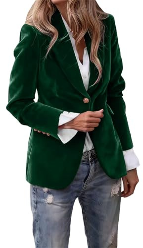 Generisch Damen Cord-Blazer Mantel Herbst Winter Label Langarm Button Down Boyfriend-Blazer Jacke