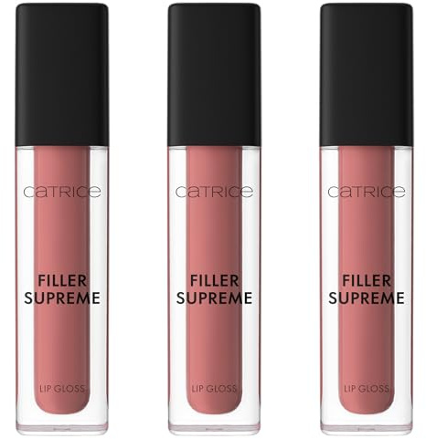 Catrice Filler Supreme Lip Gloss, Nr. 050, Nude, feuchtigkeitsspendend, volumengebend, vergrößernd, glänzend, vegan, ölfrei, ohne Konservierungsstoffe, ohne Parabene, 3er Pack (3x3.2ml)