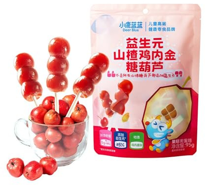 MAFUSE Candied Hawthorn Skewers Traditional Chinese Sweet & Sour Candy.Infused with Chicken Gizzard Lining Extract. A Naturally Sweet & Tart Snack. Ideal for After-Meal Enjoyment and Any Occasion 95g.