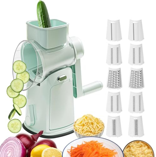 Cortador de Alimentos - Rallador Rotatorio Para Frutas Y Verduras - Rallador de Queso y Triturador Manual para Verduras Col Patata Tomate Zanahoria Pepino Fruta