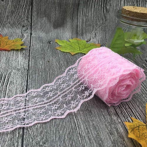 Yulakes 20 Meters Vintage Spitzenbordüre 4.5cm Breite, Spitzenbordüre Spitzenborte Spitzenband ，Dekorband, Handwerk, Schleifband (rosa)