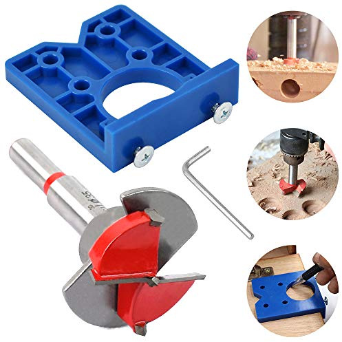 Door Hinge Jig for Router, 35mm Hinge Hole Cutter, Concealed Hinge Jig for Cabinet Hinge Mounting Plate