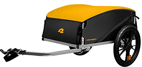 Retrospec Rover Hauler Bike Cargo Trailer - Foldable Frame with Weather-Resistant Fabric & 80lb Capacity - Universal Bike Trailer for 20-29in Wheels - Includes Safety Flag & D-Ring Anchors