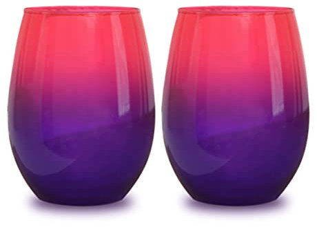 Bad Bananas - Juego de 2 copas de vino sin pie (600 ml, 600 ml), color rosa y morado