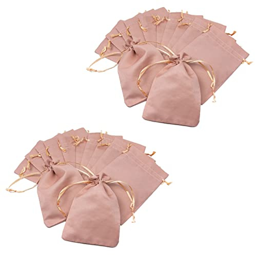 Oblique Unique® Baumwollbeutel mit Zugband - 12 oder 24 Stück - Stoffsäckchen Stoffbeutel ca. 15 cm x 10 cm für Geschenke als Deko zu Weihnachten (Rosa - 24 Stück)