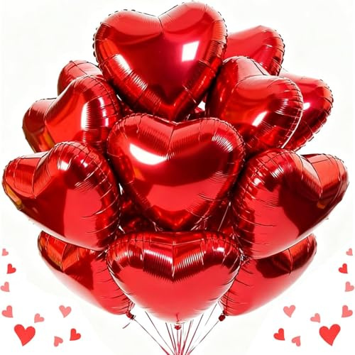 Herz Folienballon Rot,20 Stück 18 Zoll Herz Helium Luftballons,Herzballons,Herzluftballons Hochzeit,Herzform Folienluftballon,Dekoration Ballons,Dekoration für Romantische Atmosphäre