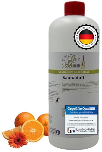 Dufte Momente Saunaaufguss-Konzentrat Orange – 1 Liter – fruchtig & belebend – konzentriert & ergiebig – zertifizierte Profi-Qualität – vegan & Made in Germany