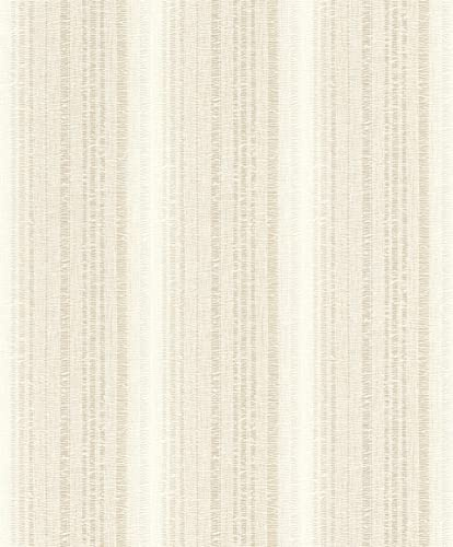 Rasch Papier peint intissé 652116 - Rayures et lignes - Beige clair et crème - 10,05 x 0,53 m (L x l)