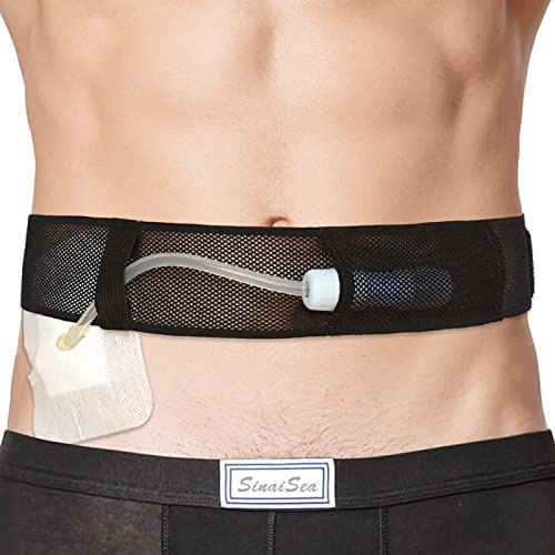 Peritoneal Dialysis Belt Breathable Mesh PD Catheter Holder Belt for Secure Stomach Abdominal Feeding Peg G J Tube Supplies Patients Women Men Adults Black, X-Large