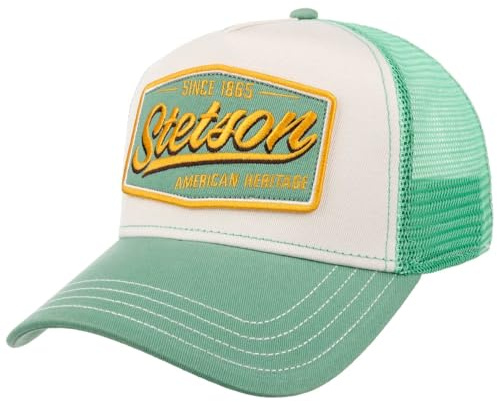 Stetson The Plains Trucker Cap Snapback Baumwolle Herren Sommer Winter grün One Size Small
